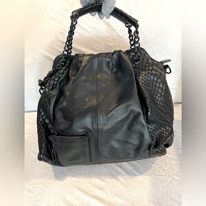 Gorgeous Pattered Black L.A.M.B. XL Hobo Bag with Crossbody Strap.